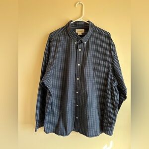 Duluth Trading Mens Cotton Shirt 2XL Nightfall Blue Button Up Long Sleeve Pocket